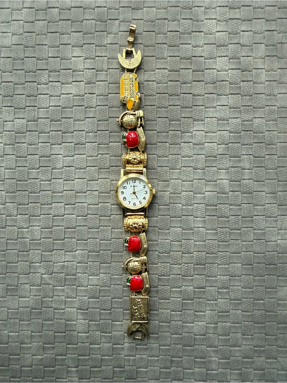 St. Morin Gold-tone Teacher Apple Link Quartz Watch